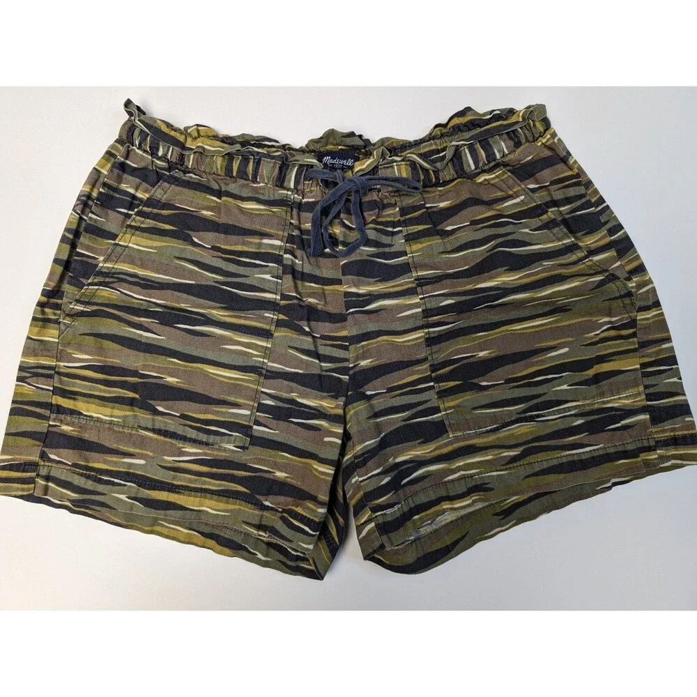Madewell Size S Camo Print Shorts Drawstring Lightweight Pockets Elastic Waist